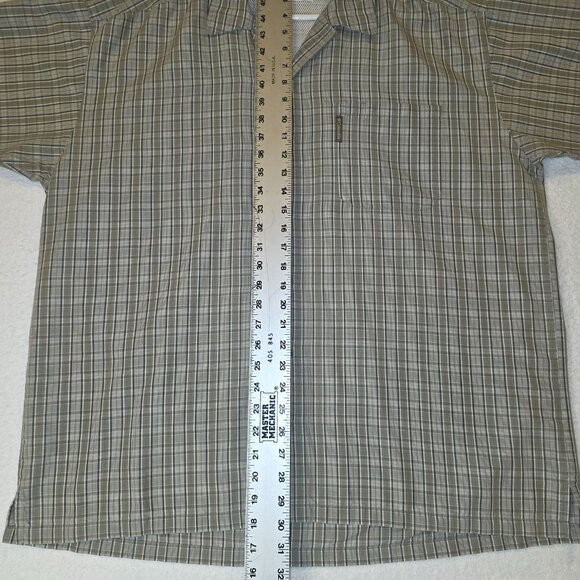 Columbia Shirt Mens XL Short Sleeve Button-down Olive Plaid - Picture 5 of 7